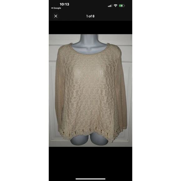 CHICOS Shirt Ivory tassel Fringe Beaded Layered look Woven Tunic Top 4 XXL 1x - Picture 9 of 10